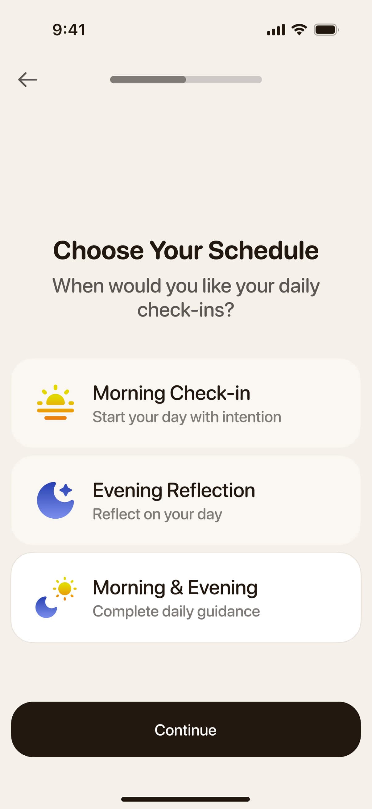 Voice journal schedule setup