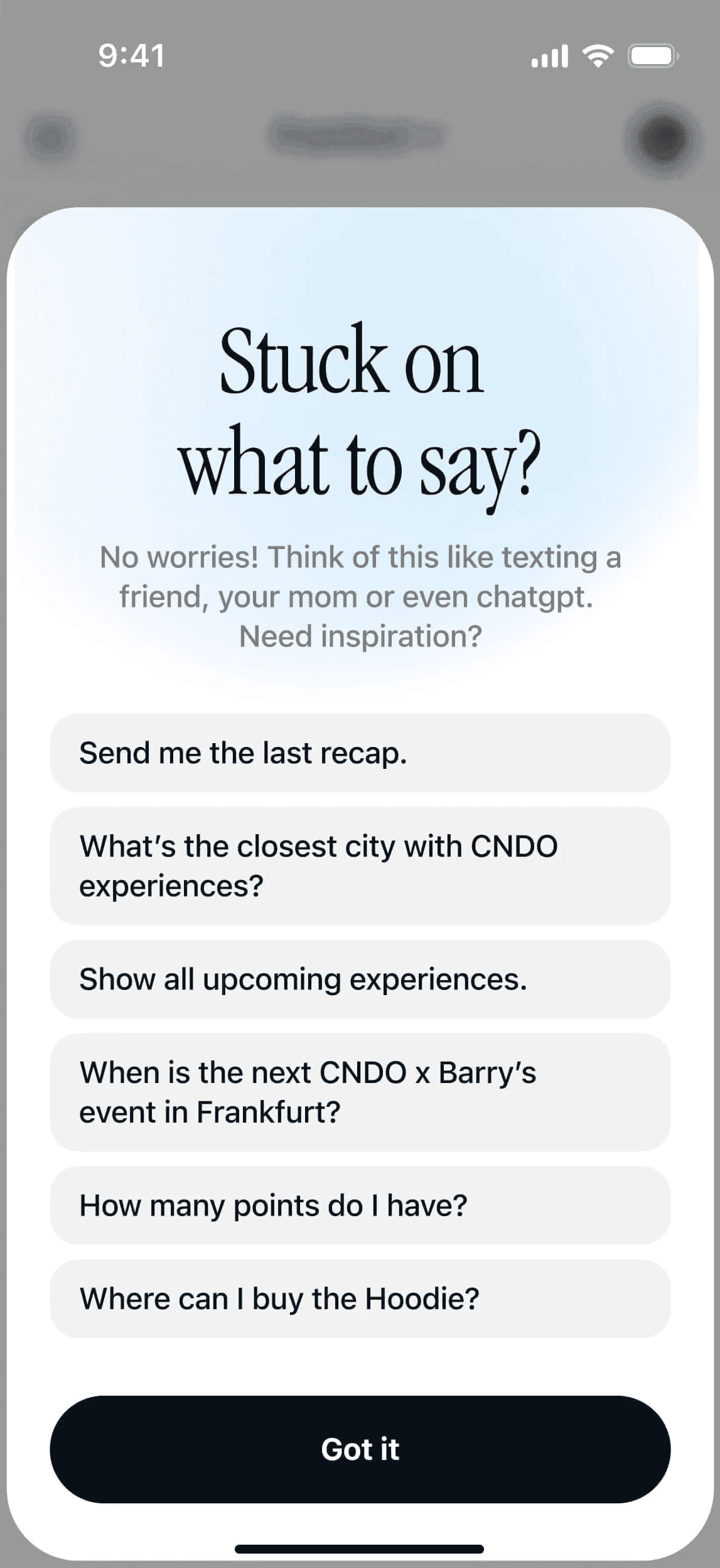 CNDO assistant prompts concept