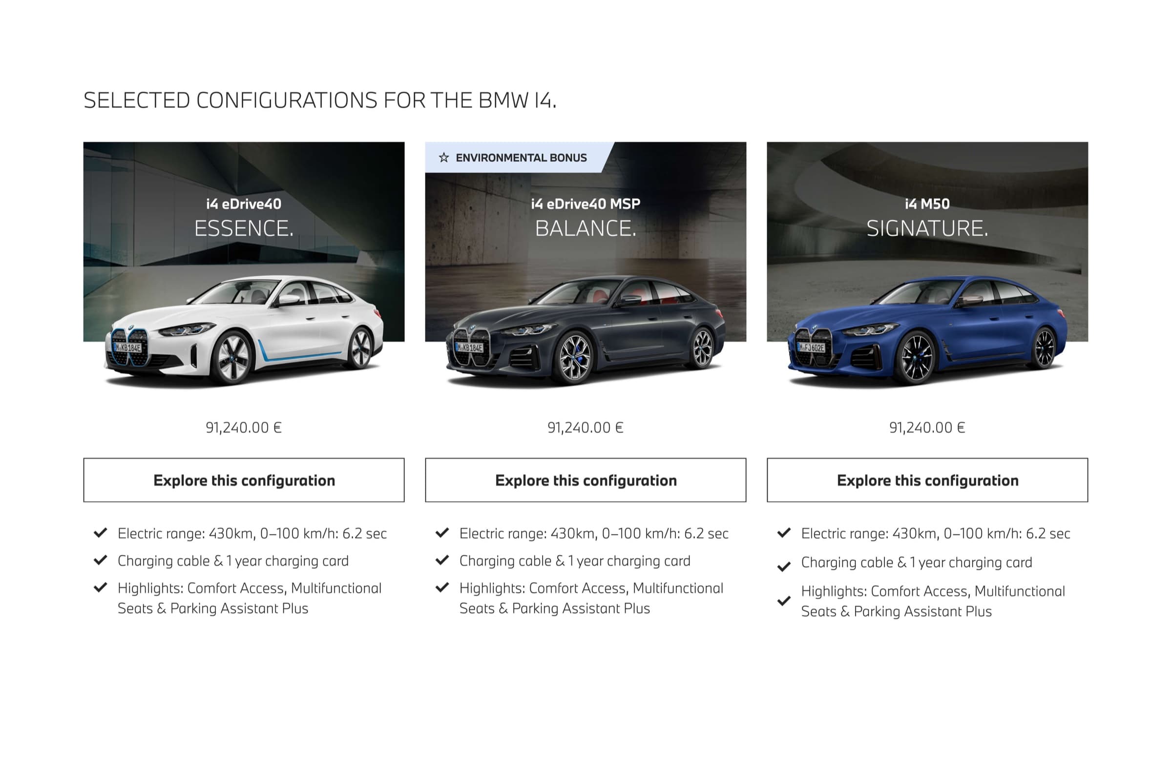 BMW i4 configurations